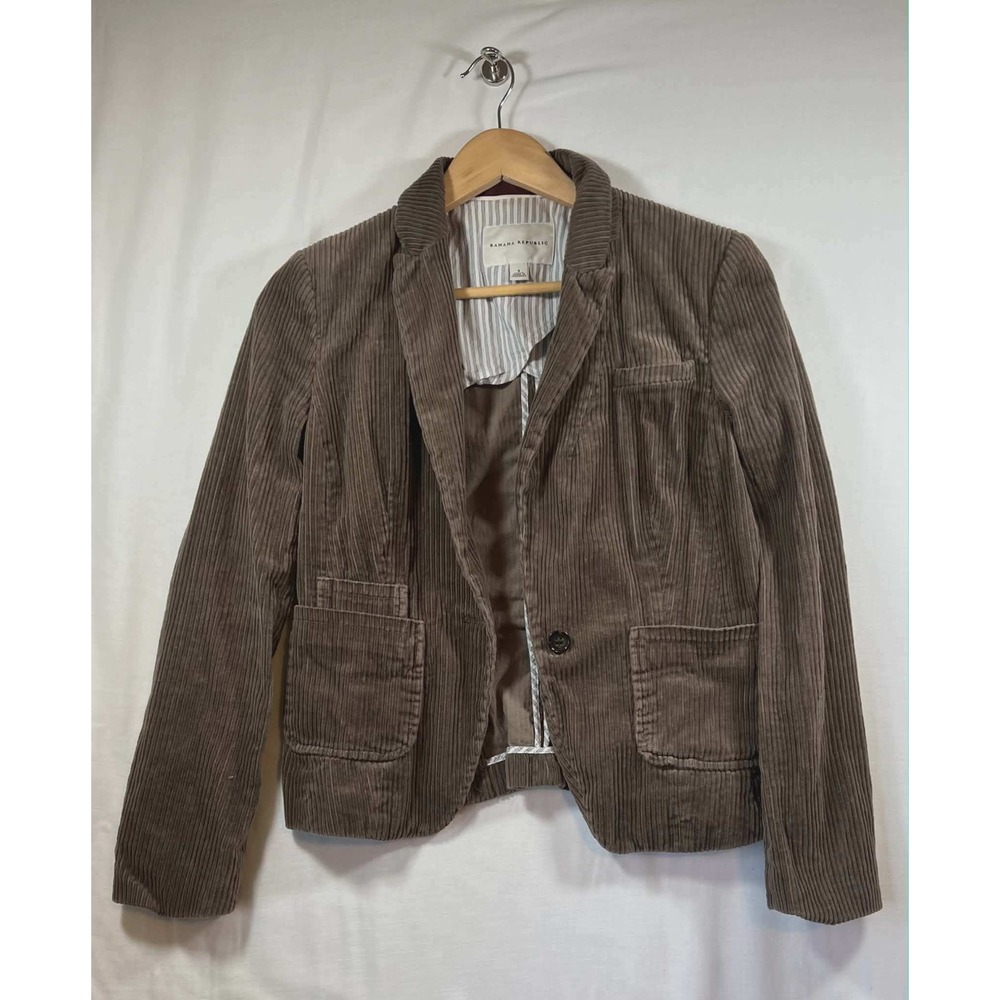 Banana Republic Brown Corduroy‎ Blazer Jacket Single Button Taupe Womens